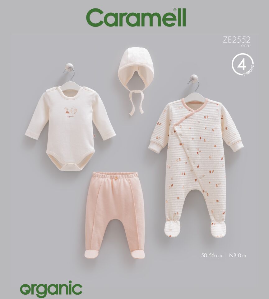 Organik Tiny Baby Tulumlu 4'lü Set ERKEK BEBEK