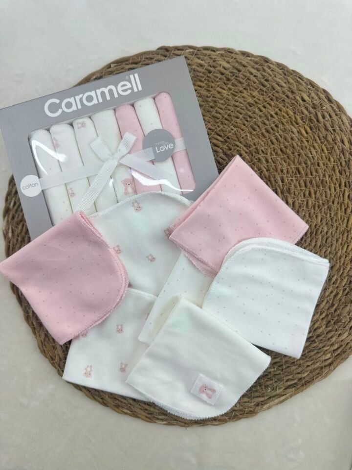 Caramell Uçan Balon Desenli Penye Bebek Ağız Mendili 7'li