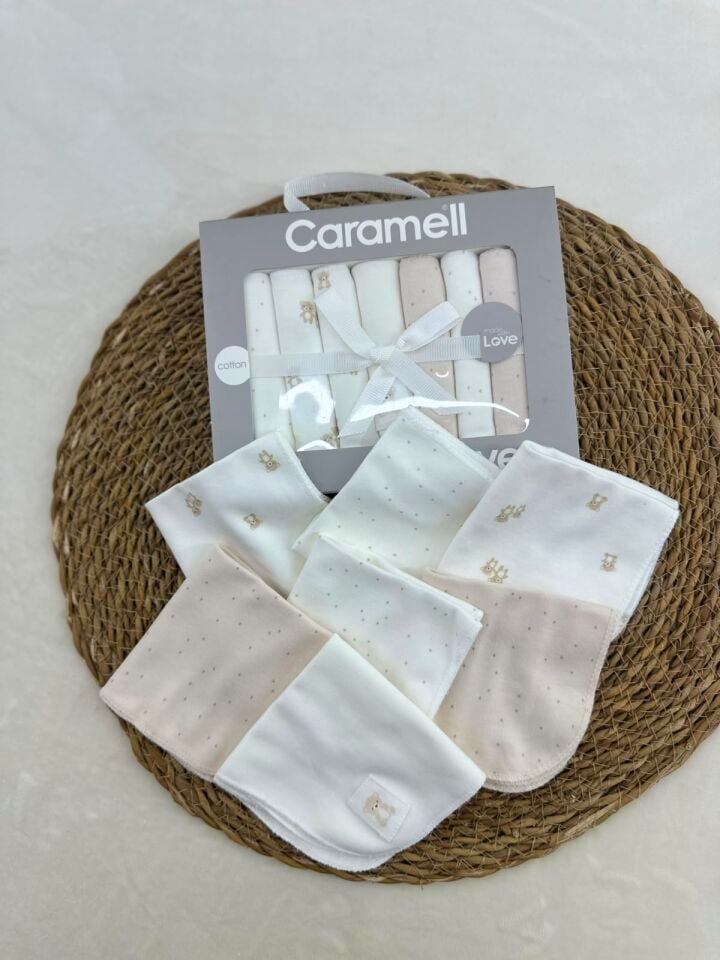 Caramell Uçan Balon Desenli Penye Bebek Ağız Mendili 7'li