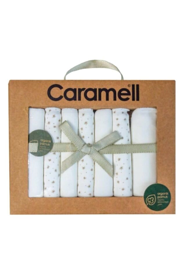 Caramell Desenli Penye Bebek Ağız Mendili 7'li