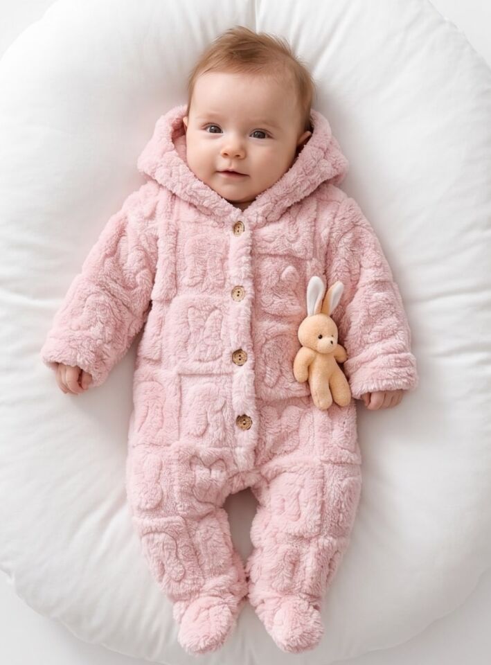 Kız Bebek Tavşanlı Özel Lüx Kışlık Tulum 7812