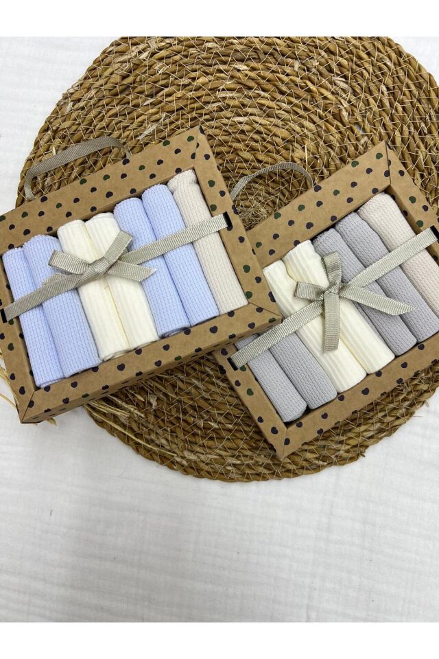 Caramell Desenli Penye Bebek Ağız Mendili 7'li 2 Paket