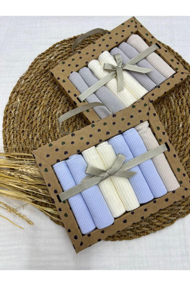 Caramell Desenli Penye Bebek Ağız Mendili 7'li 2 Paket